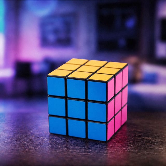 Retro Neon Rubik’s Cube Puzzle.