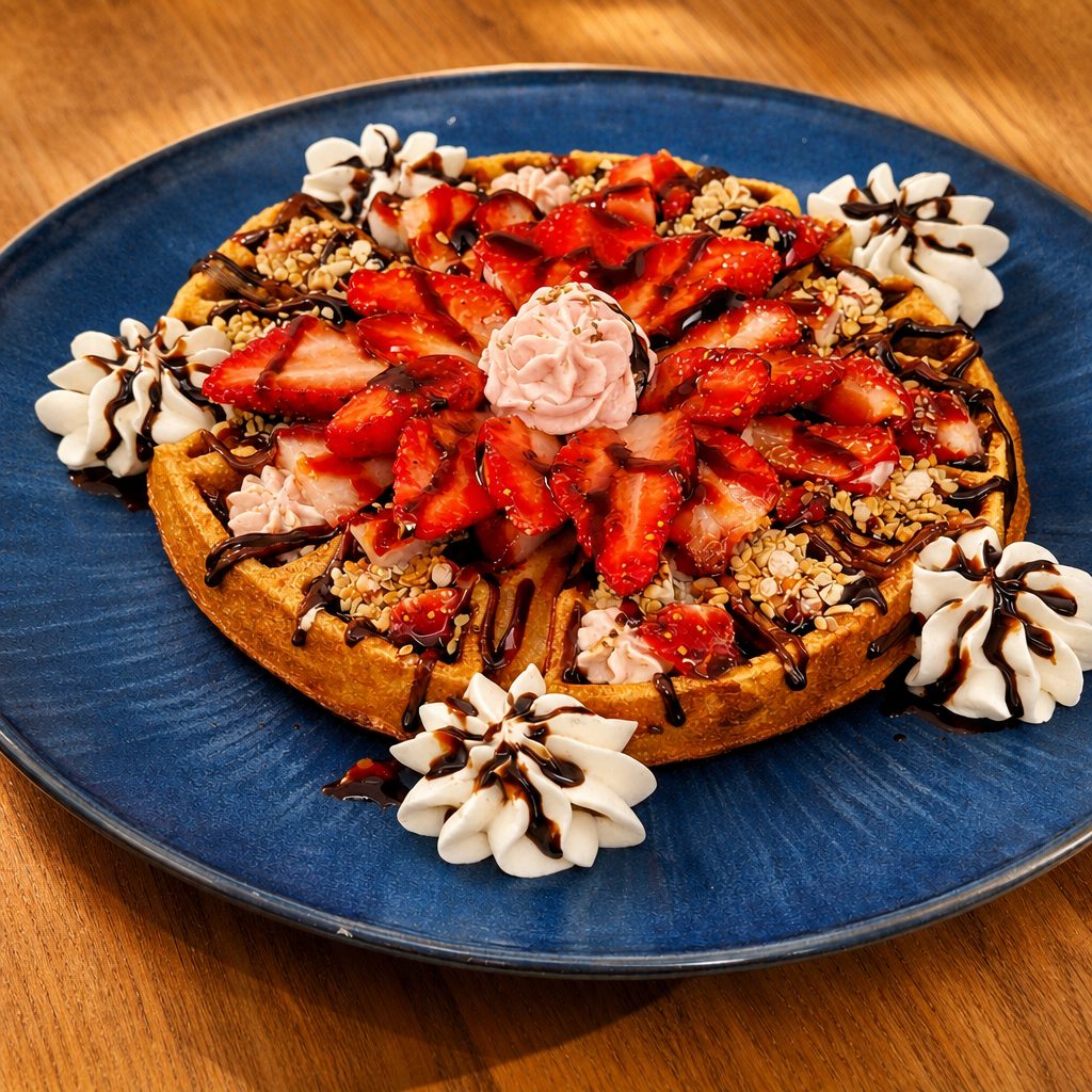 Straw-BAE Cheesecake Waffle.
